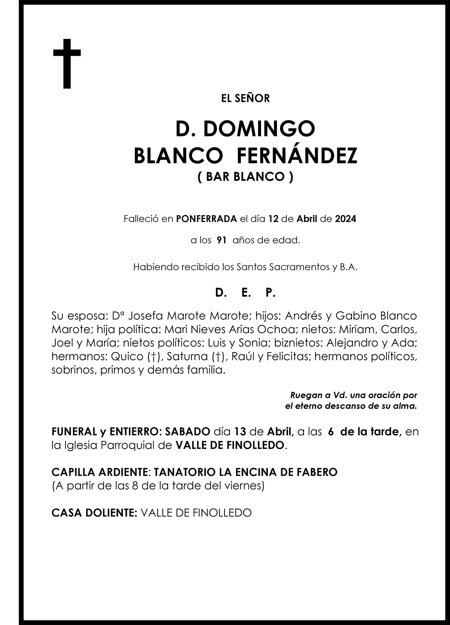 DOMINGO BLANCO FERNÁNDEZ ( BAR BLANCO )