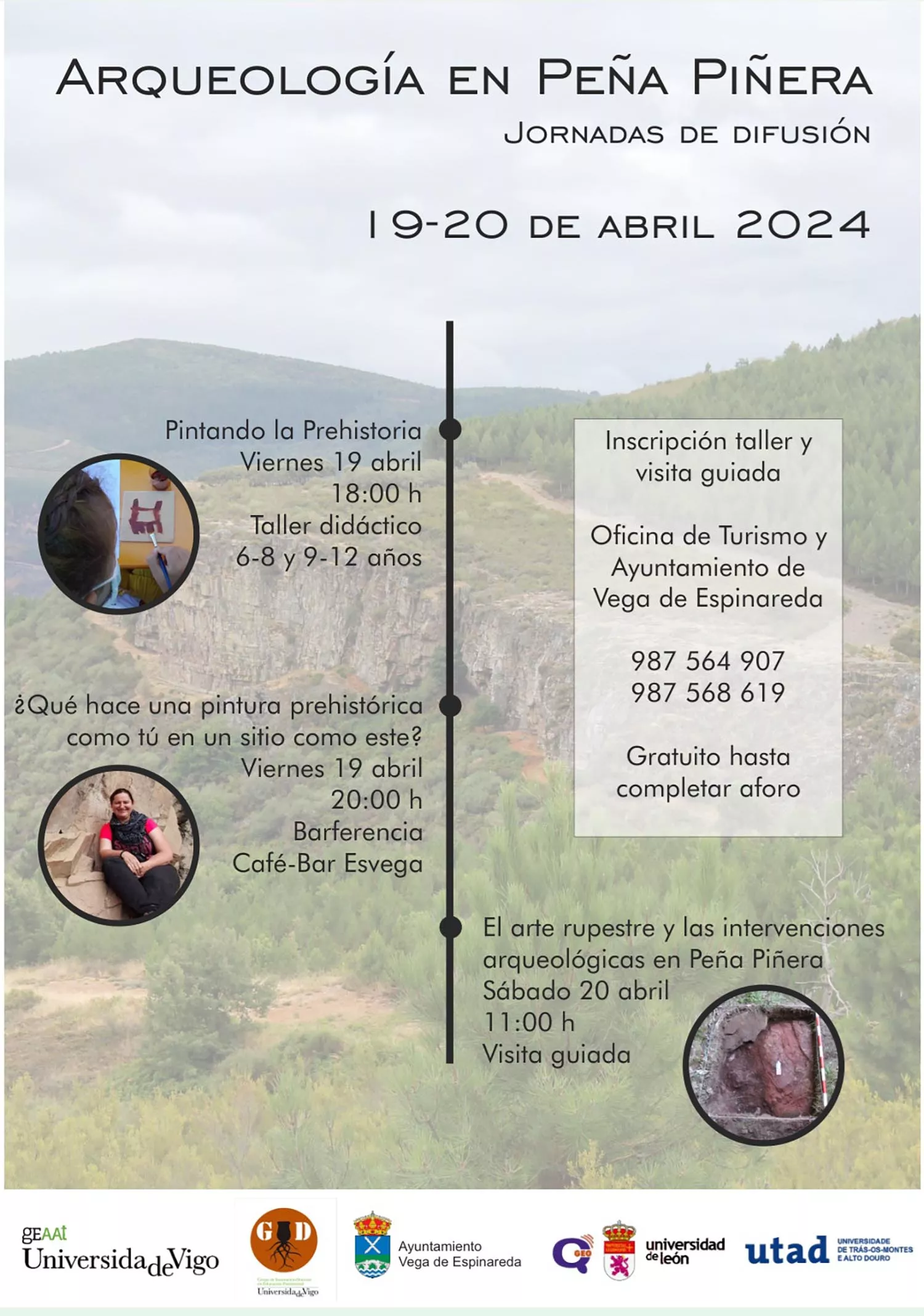 Cartel de arqueología en Peña Piñera