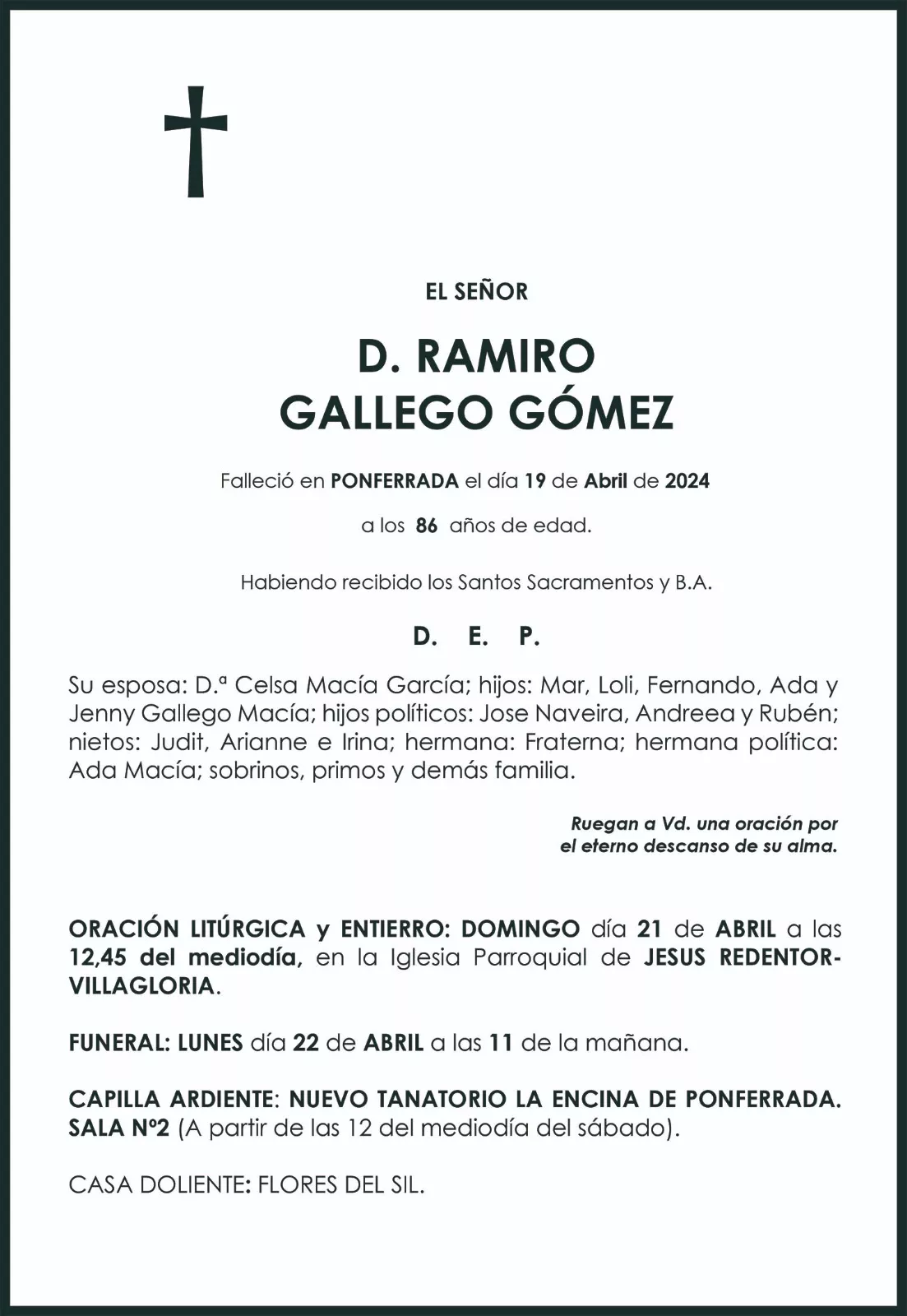 RAMIRO GALLEGO GOMEZ
