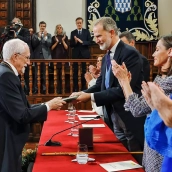 Casa Real, ICAL. Los reyes entregan el Premio de Literatura en Lengua Castellana ‘Miguel de Cervantes’ 2023 al escritor Luis Mateo Díez