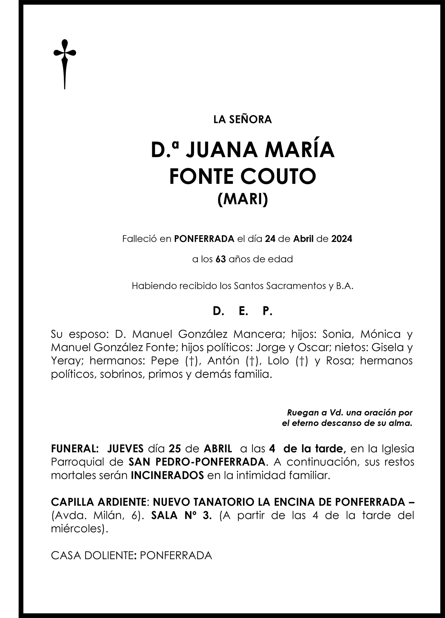 JUANA MARÍA FONTE COUTO (MARI)