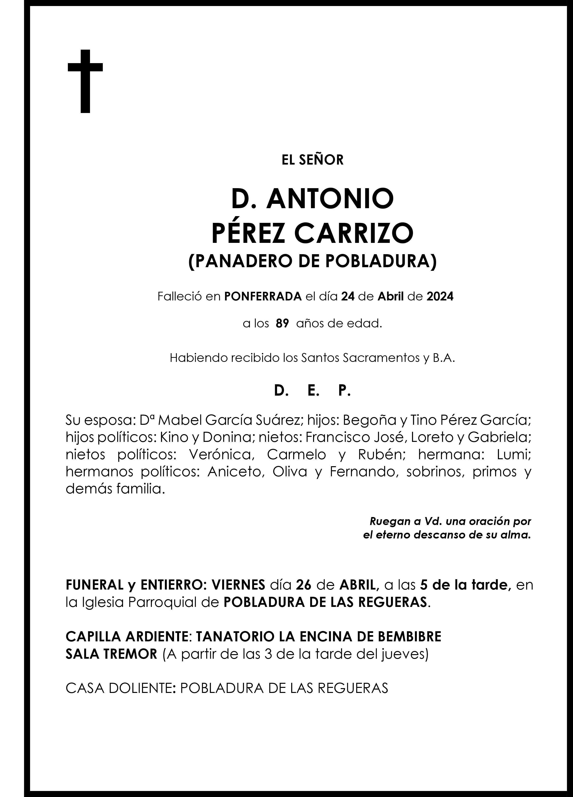 ANTONIO PEREZ CARRIZO