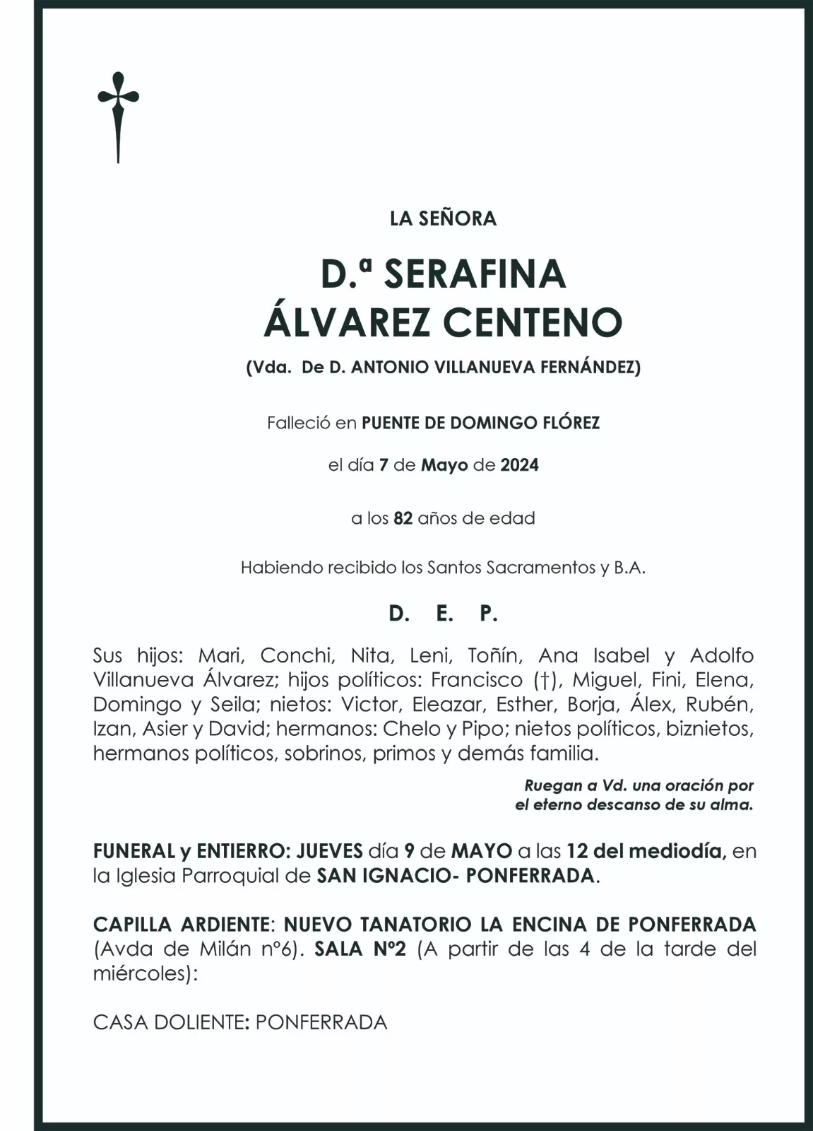 SERAFINA ALVAREZ CENTENO