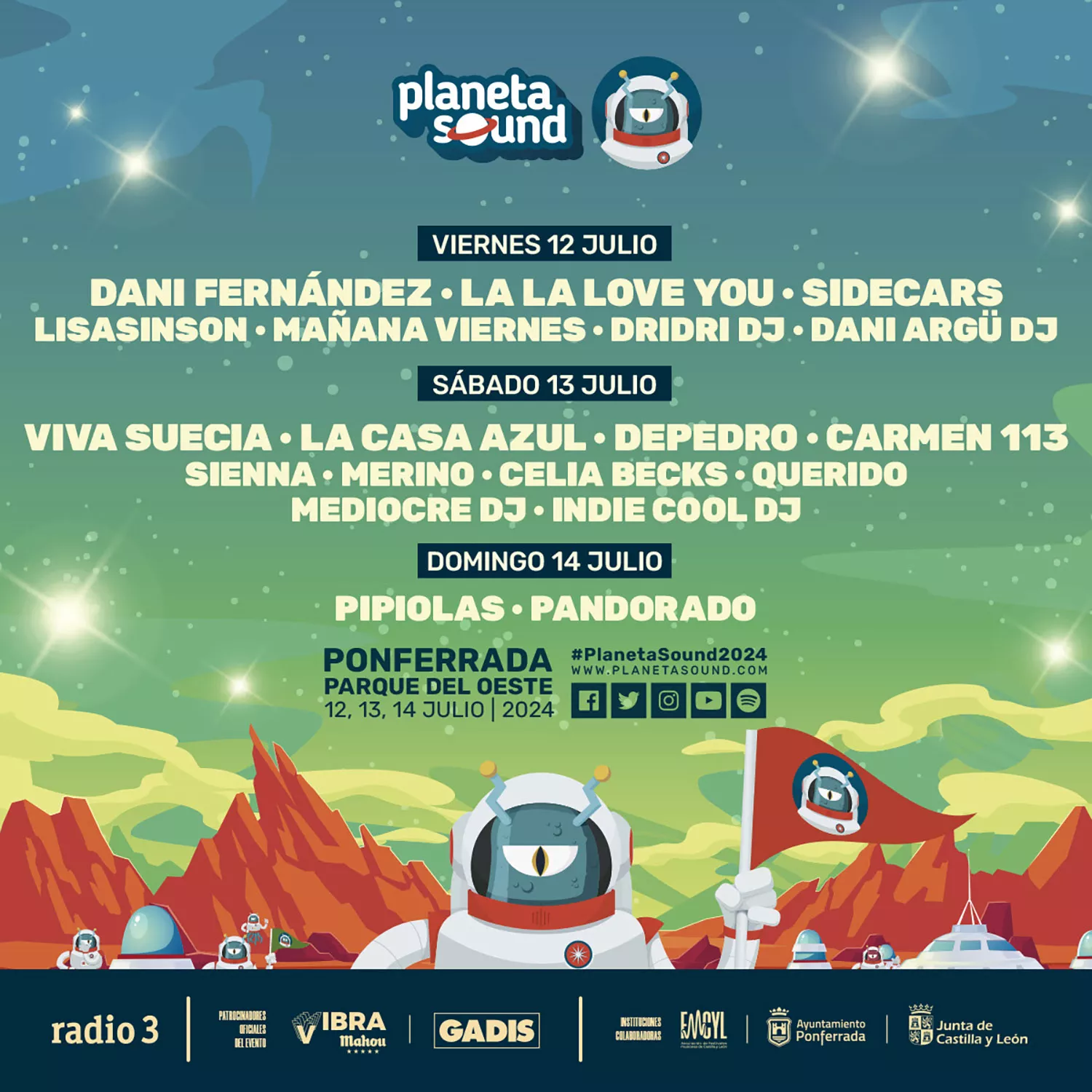 Cartel Planeta Sound 2024 por días Cartel Planeta Sound 2024 por días