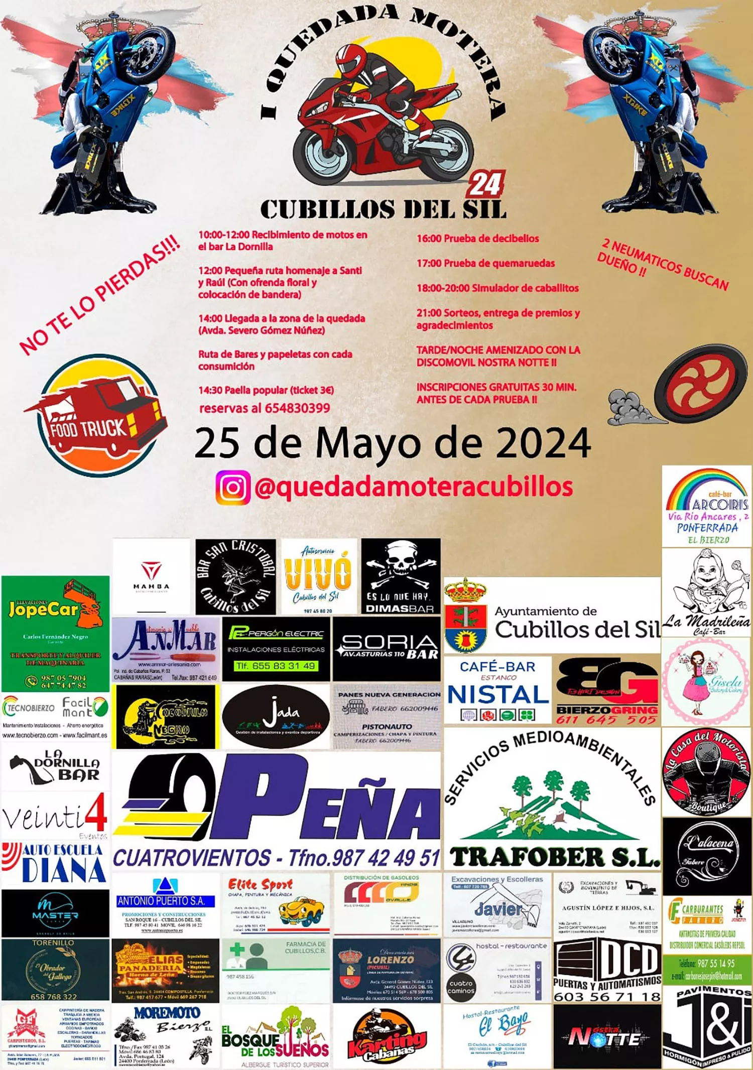 Cartel quedado motera de Cubillos del Sil