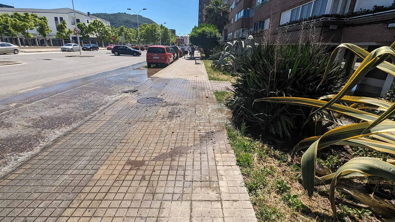 Un reventón provoca la inundación de varios acccesos a bloques de pisos en la Avenida de la Libertad de Ponferrada 1 Un reventón provoca la inundación de varios acccesos a bloques de pisos en la Avenida de la Libertad de Ponferrada 1
