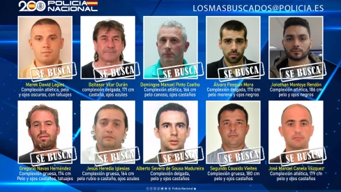 Estos son los 10 delincuentes fugitivos más buscados por la Policía Nacional