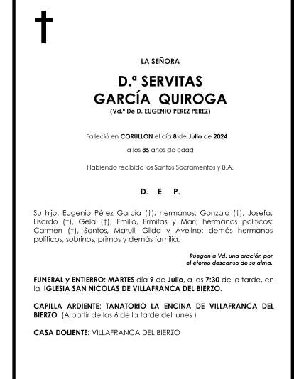 SERVITAS GARCÍA QUIROGA