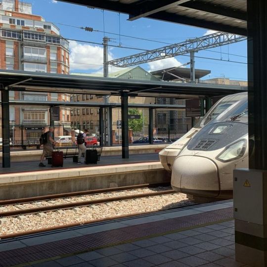 Un tren estacionado en la estación de León 