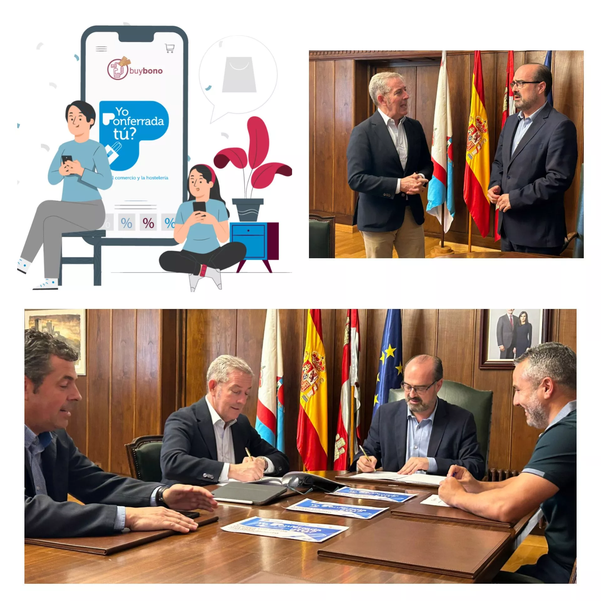 Firma del convenio entre la Cámara de Comercio de León y el Ayuntamiento de Ponferrada Firma del convenio entre la Cámara de Comercio de León y el Ayuntamiento de Ponferrada