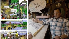 César Sánchez, ICAL. El dibujante Manolo Cascallana en su estudio de Ponferrada