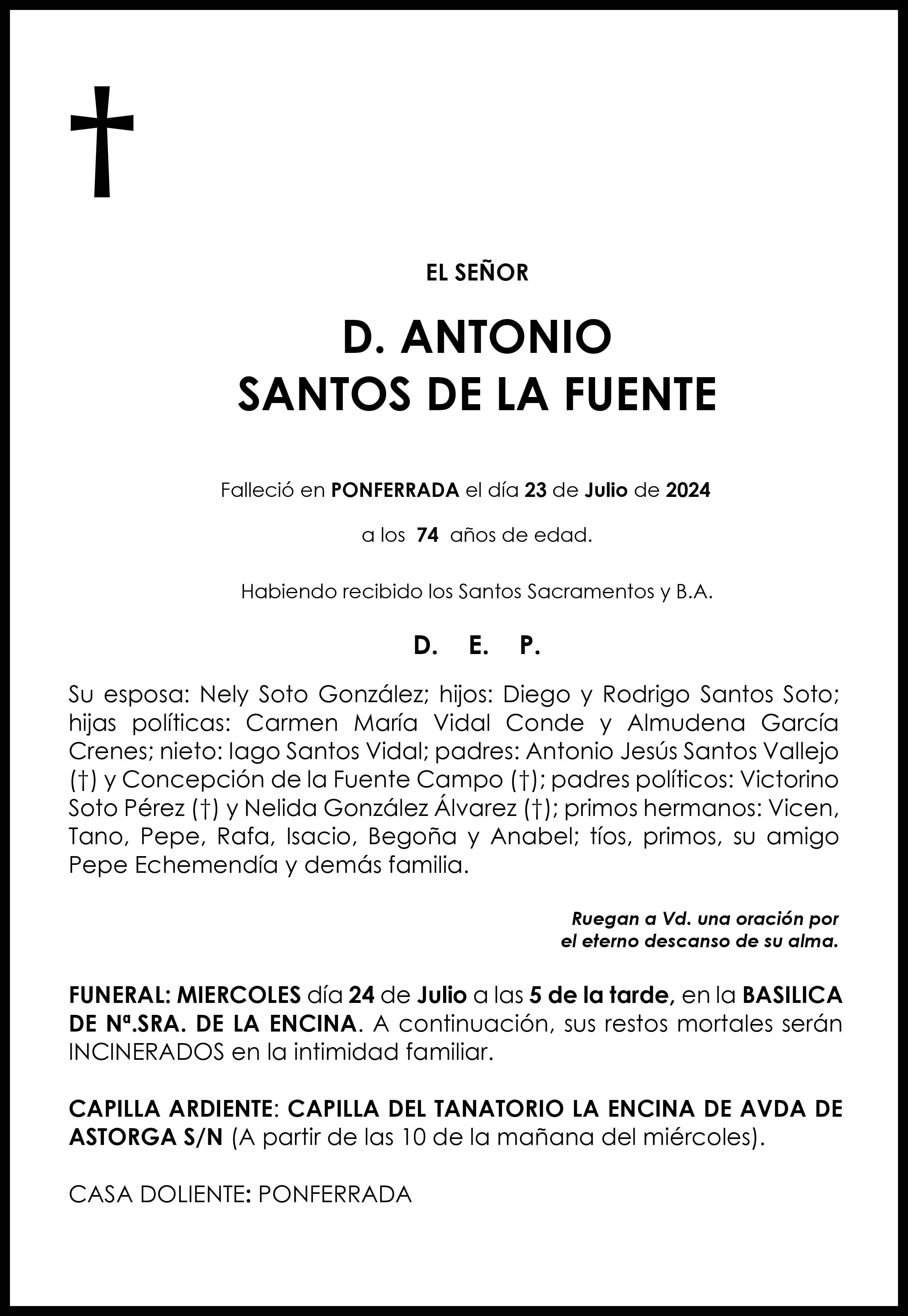 ANTONIO SANTOS DE LA FUENTE