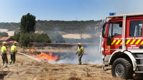 Incendio en unas tierras de cultivo en Palencia Incendio en unas tierras de cultivo en Palencia