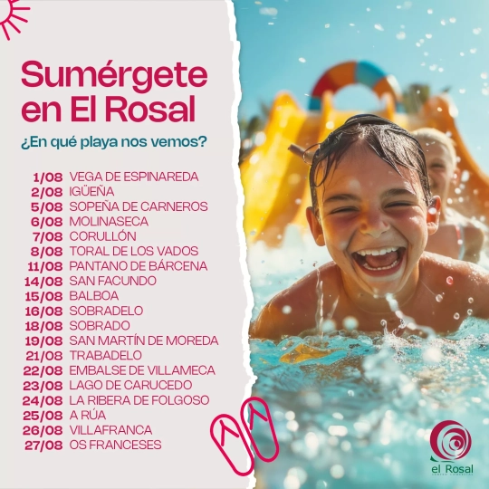 Calendario de las visitas del Rosal a las playas fluviales Calendario de las visitas del Rosal a las playas fluviales