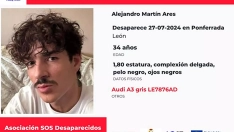 Alejandro Martín Ares, de 35 años, desaparecido.