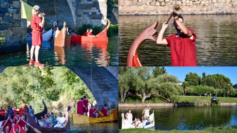 Las embarcaciones romanas disputan la esperada batalla naval en la Ludus Bergidum de Cacabelos