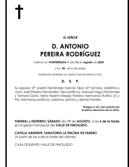 ANTONIO PEREIRA RODRÍGUEZ