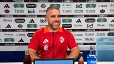 Javi Rey en la rueda de prensa previa al encuentro contra la Real Sociedad B