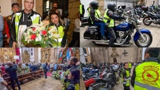 La Virgen de la Encina recibe la ofrenda floral de los moteros en Ponferrada