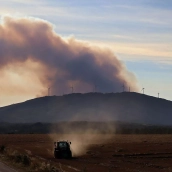 Incendio de Brañuelas visto desde La Cepeda (León)