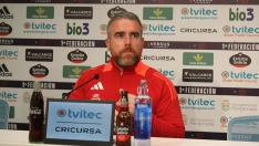 Javi Rey, atendió a la prensa antes de recibir este sábado en el Toralín al Celta Fortuna