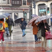 Temporal de viento y lluvia en Valladolid.