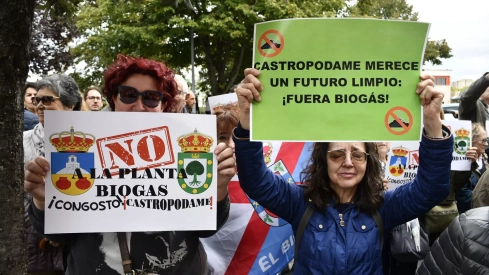 Protestas contra la planta de biogás de Castropodame