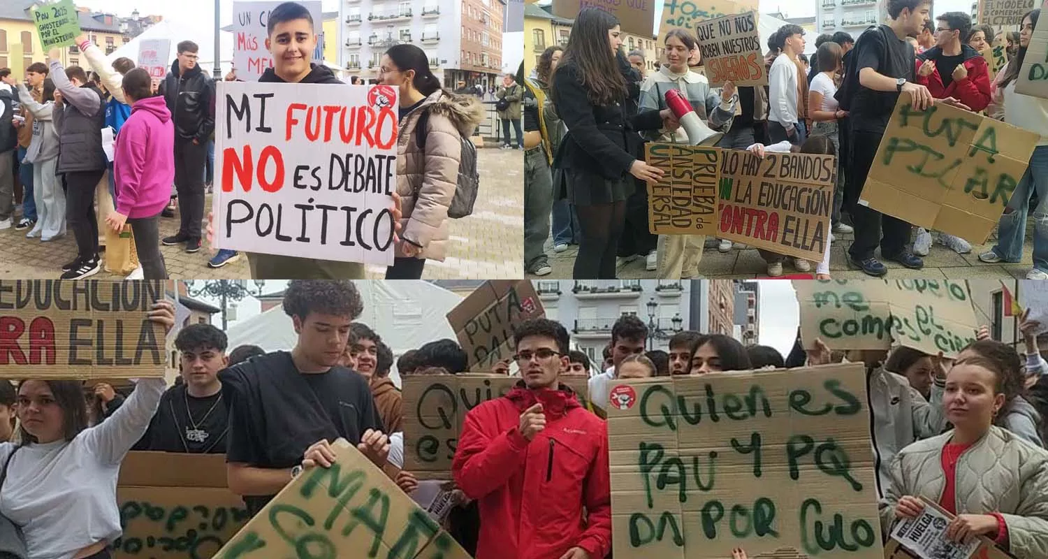 Más de 200 estudiantes de Ponferrada manifiestan frente al Ayuntamiento por la falta de información sobre la nueva PAU Más de 200 estudiantes de Ponferrada manifiestan frente al Ayuntamiento por la falta de información sobre la nueva PAU