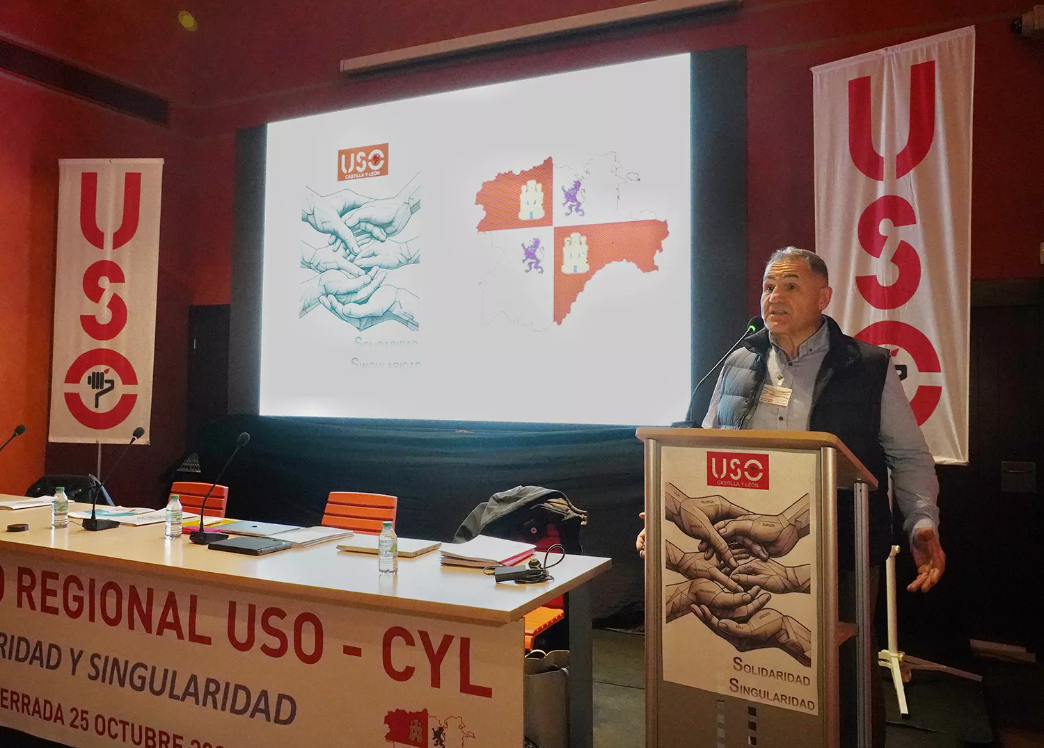 César Sánchez - ICAL | El secretario general de USO en Castilla y León, Marco Antonio Martínez, durante el IX Congreso Regional de USO que se celebra en Ponferrada y en el que se elige a la nueva Comisión Ejecutiva César Sánchez - ICAL | El secretario general de USO en Castilla y León, Marco Antonio Martínez, durante el IX Congreso Regional de USO que se celebra en Ponferrada y en el que se elige a la nueva Comisión Ejecutiva