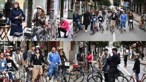 Concentración de bicis clásicas en Avenida de la Puebla