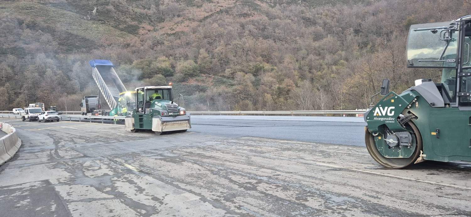 Asfaltado de la AP-66 entre Asturias y León