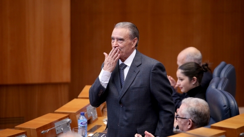 Pedro Bello, presidente de la Federación de Sociedades Castellanas y Leonesas de Argentina, durante su intervención en el XXIV Aniversario del Estatuto de Autonomía de Castilla y León