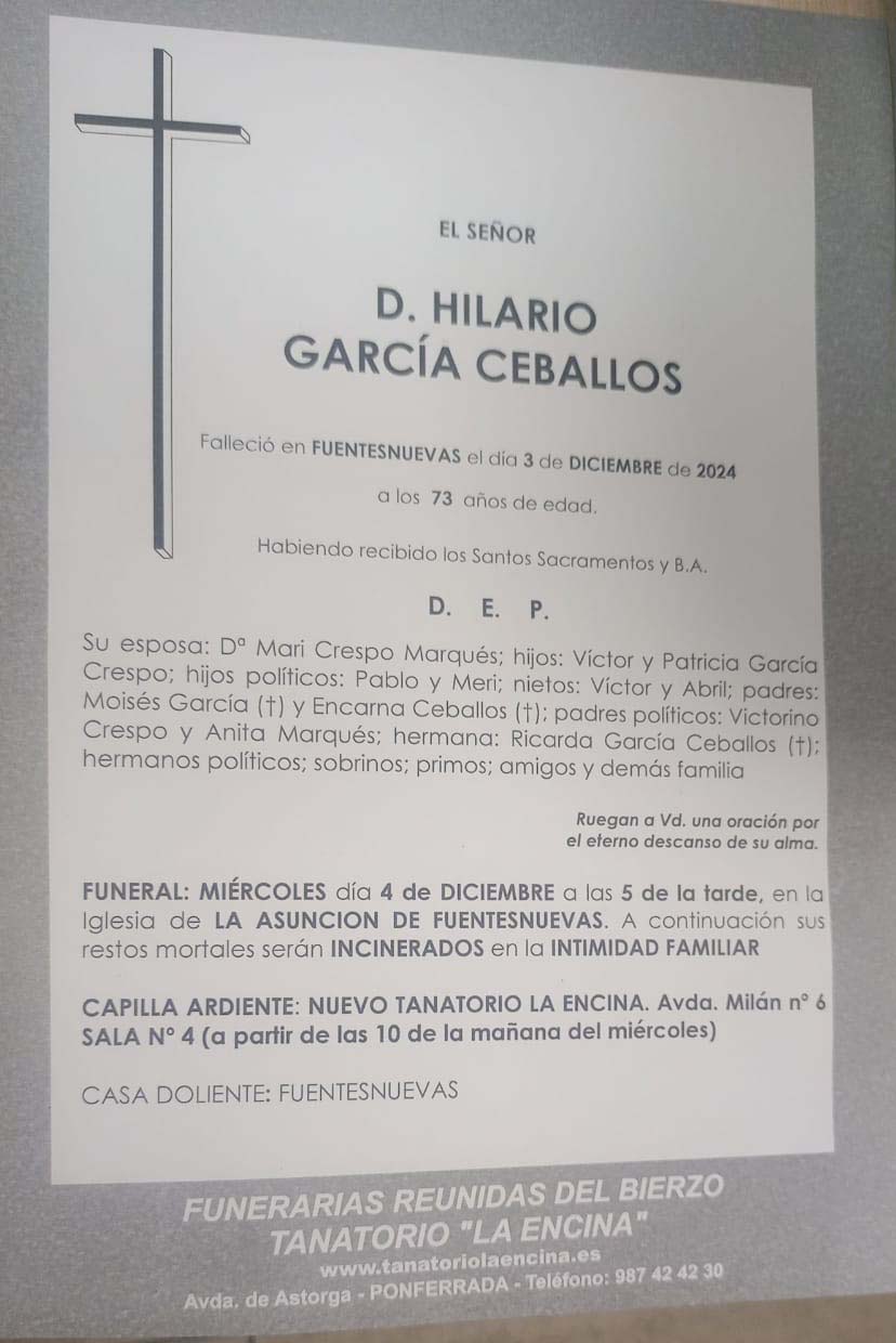 Esquela marido Mari Crespo Esquela marido Mari Crespo