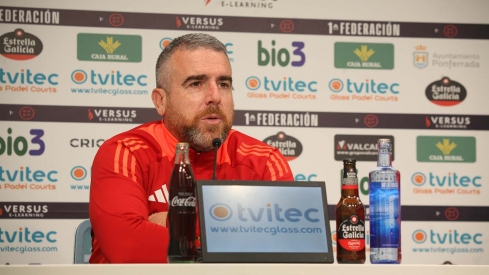 Javi Rey en rueda de prensa antes del partido entre el Lugo y la Ponferradina
