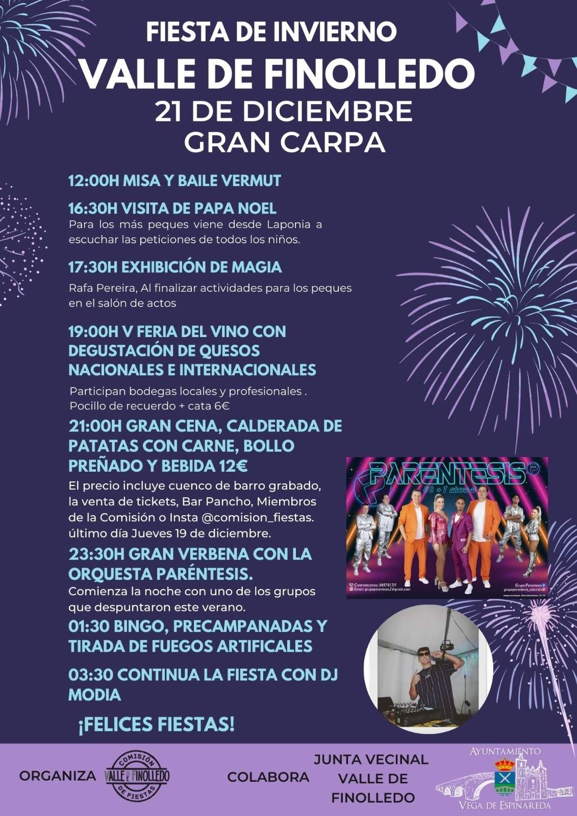 Programa de la 'fiesta de invierno' de Valle de Finolledo