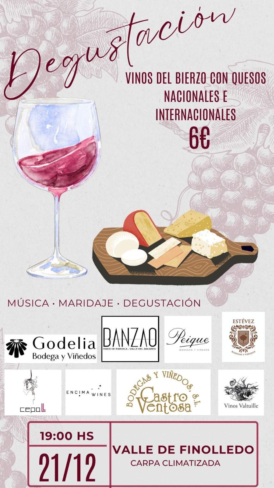 Cartel de la V Feria de degustación de vino y quesos de Valle de Finolledo