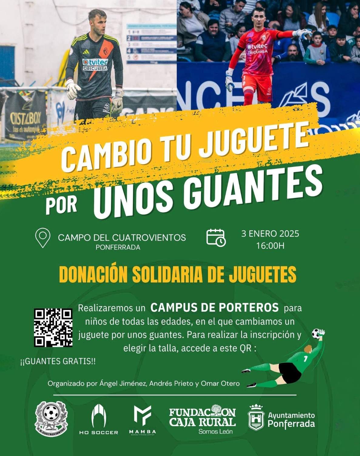 Cartel de la iniciativa 'Cambio tu juguete por unos guantes' en Ponferrada