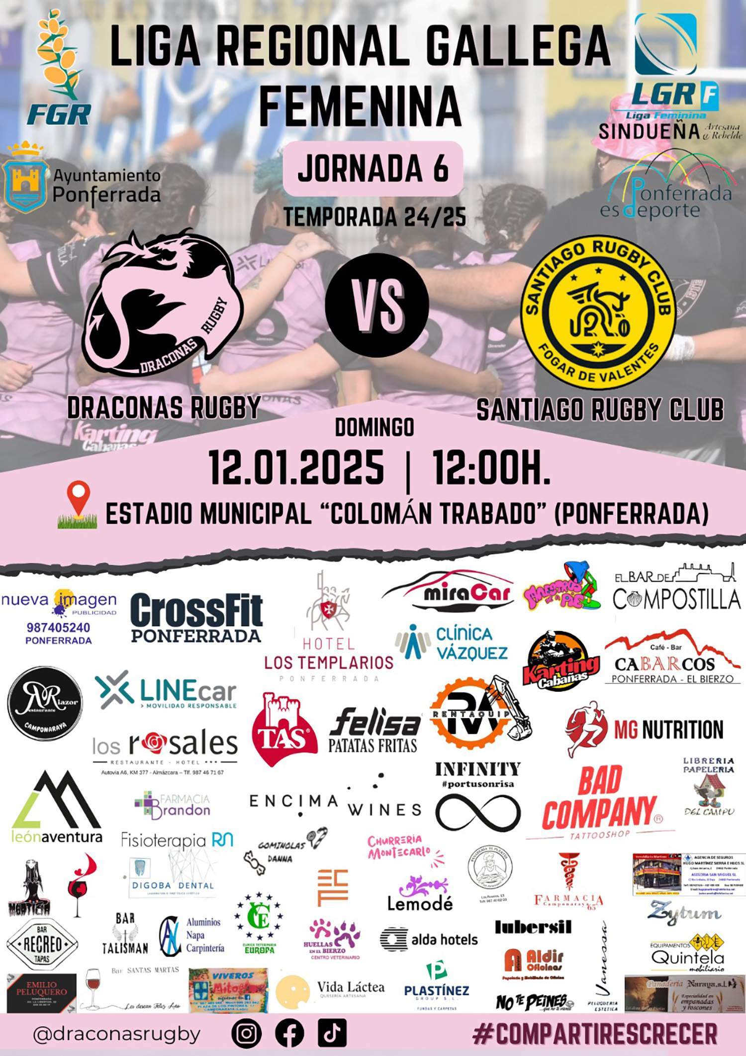 Las Draconas regresan del parón navideño jugando en casa contra el lider, Santiago Rugby