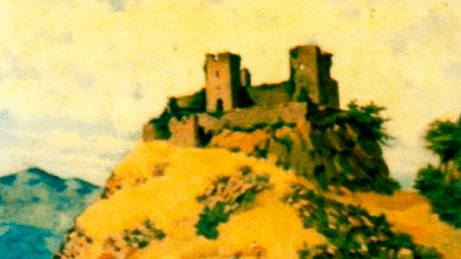 Cuadro del Primitivo Álvarez Armesto. El Castillo aparece muy deteriorado, pero en el cuadro se aprecian las almenas en la muralla exterior y en las torres. Cuadro del Primitivo Álvarez Armesto. El Castillo aparece muy deteriorado, pero en el cuadro se aprecian las almenas en la muralla exterior y en las torres.