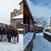 Estudiantes Erasmus en la nieve de Peñalba
