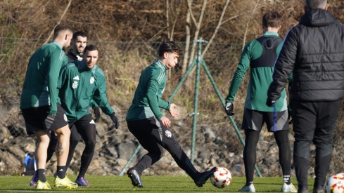 Entrenamiento de la Ponferradina antes del partido contra Unionistas