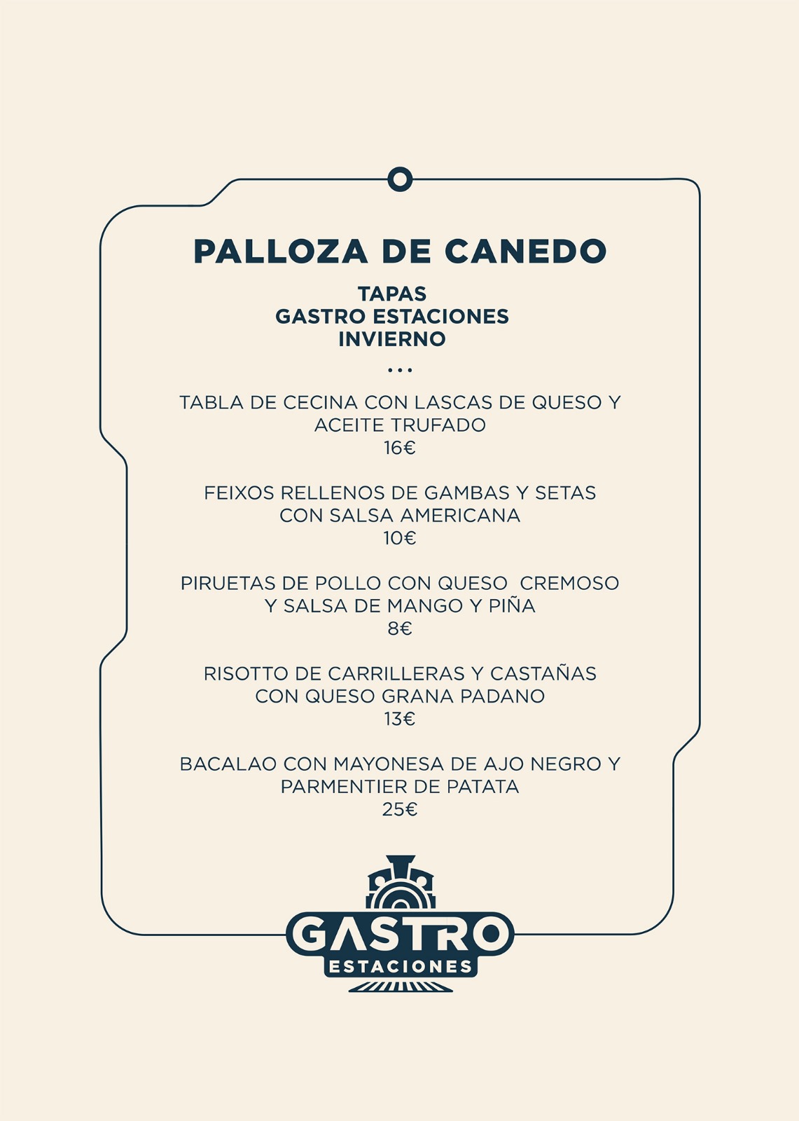 Menú de La Palloza de Canedo