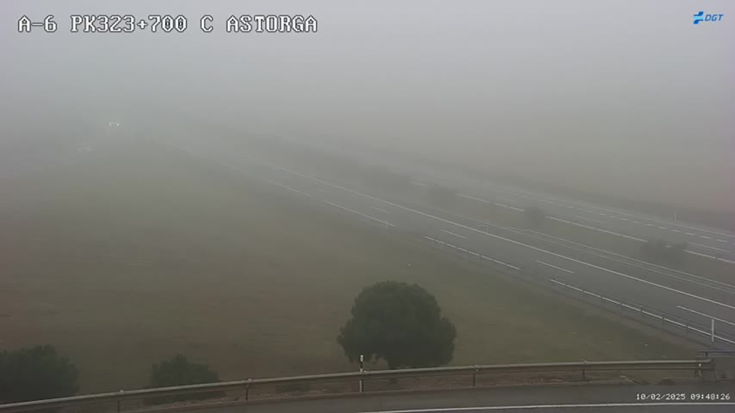 Niebla en la A6 a la altura de Astorga