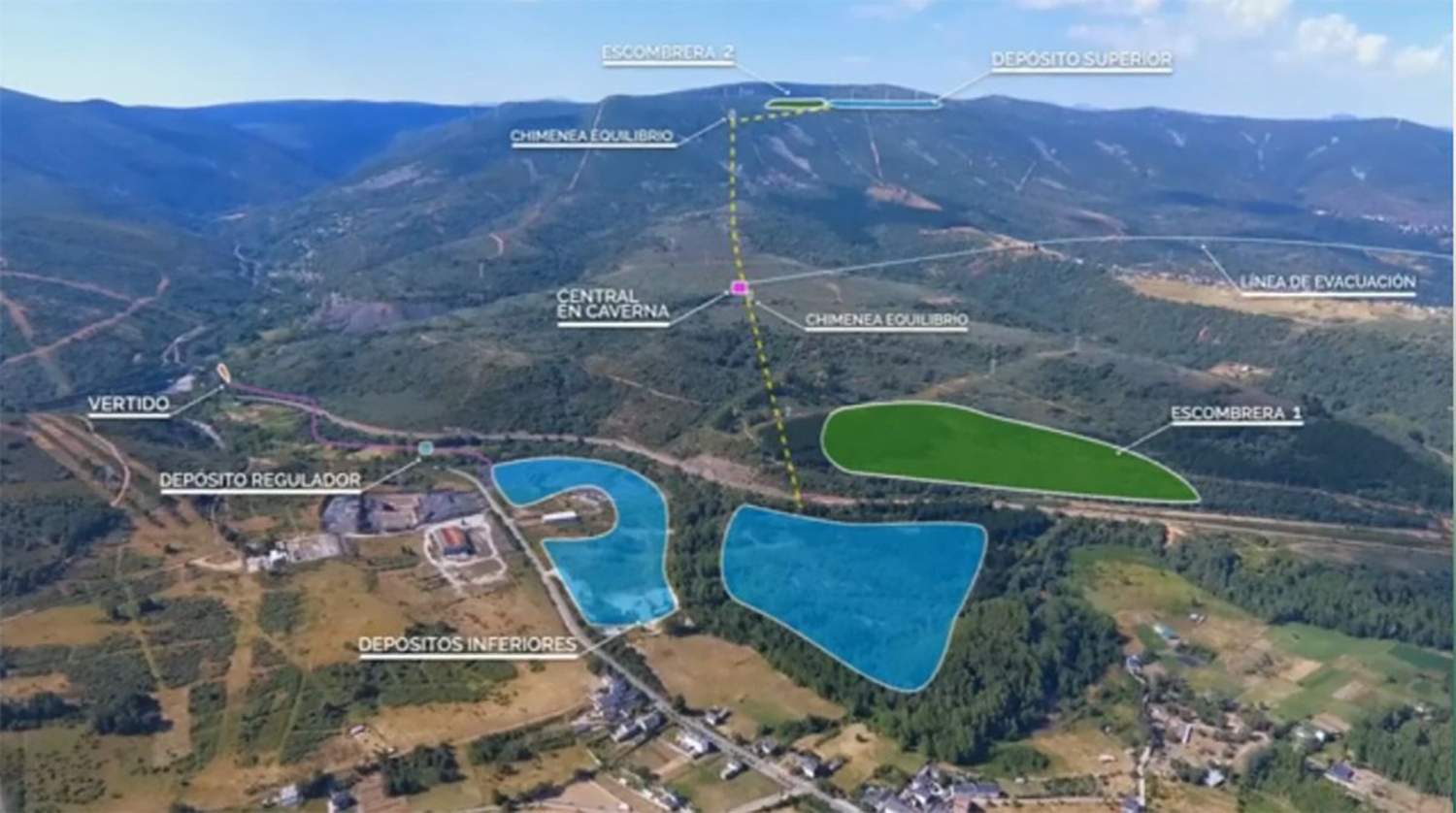 Central hidroeléctrica reversible 'Navaleo' en cuatro municipios del Bierzo