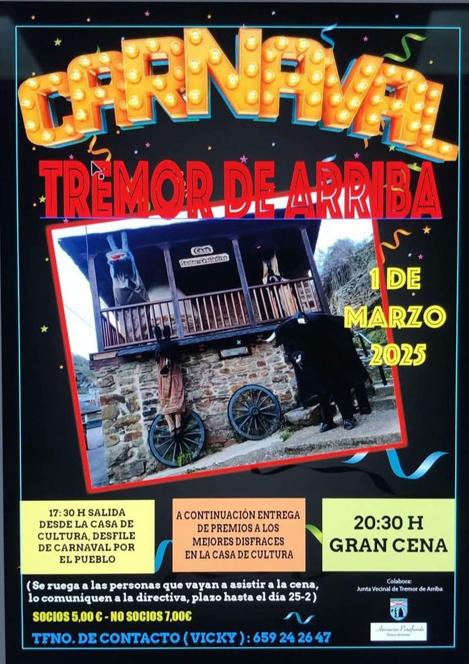 Cartel del carnaval de Tremor de Arriba con las burras como protagonistas