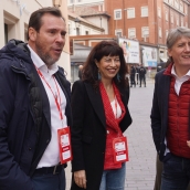 Miriam Chacón ICAL. El ministro de Transportes y Movilidad Sostenible, Óscar Puente, y el secretario general del PSCyL Carlos Martínez junto a la ministra de Igualdad Ana Redondo
