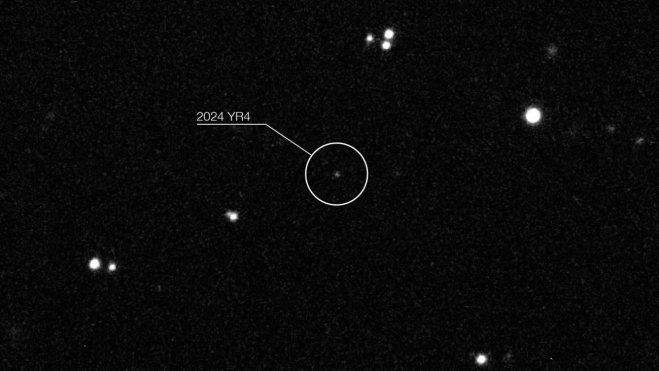Imagen del asteroide 2024 YR4 tomada en enero de 2025