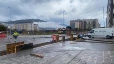 Escape de gas en las obras de la red de calor de La Rosaleda