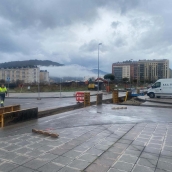 Escape de gas en las obras de la red de calor de La Rosaleda