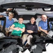 Los astronautas de la NASA Nick Hague, Suni Williams y Butch Wilmore, junto con el cosmonauta de Roscosmos Aleksandr Gorbunov (SpaceX)